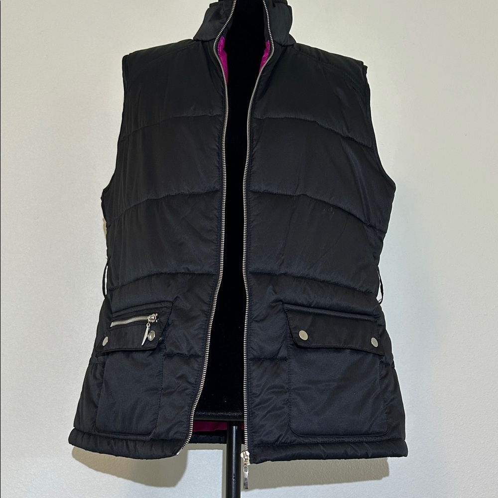 Merona Black Puffer Vest with Pink Lining